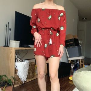 Red Floral Romper ❤️